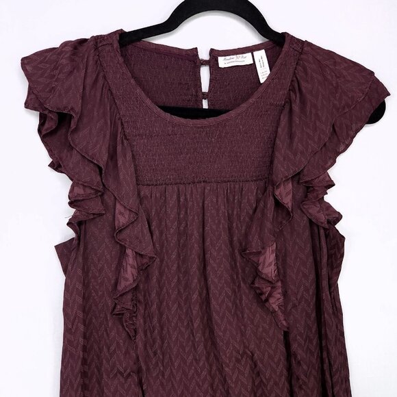 Anthropologie Meadow Rue Blouse Women Size 10 Ruffle Texture Top Romantic Modern - Picture 4 of 12